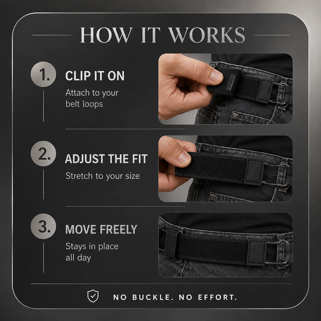 MOMITTLE FlexHook™ Buckleless Elastic Belt Set Pack of 2