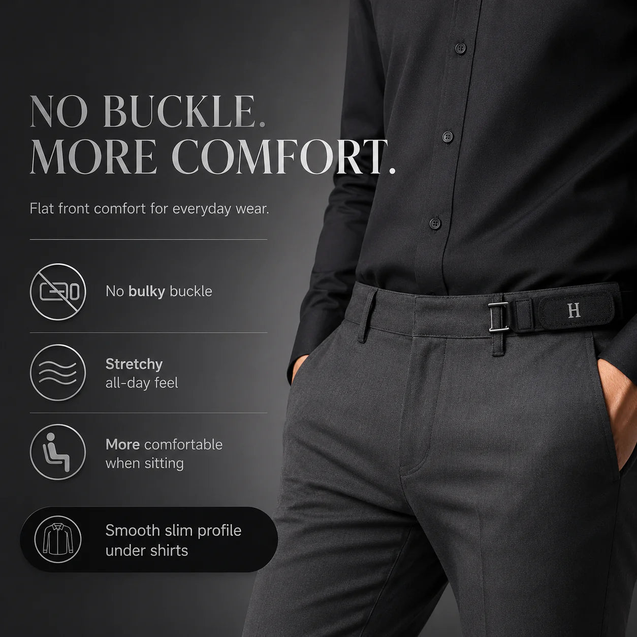 MOMITTLE FlexHook™ Buckleless Elastic Belt Set Pack of 2